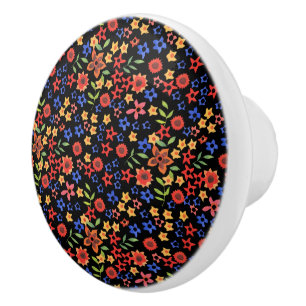 Chic Retro Floral Print Custom Drawer Knopf Keramikknauf