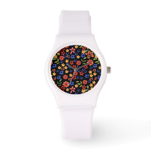 Chic Retro Floral Print Custom Handrist Watch Armbanduhr
