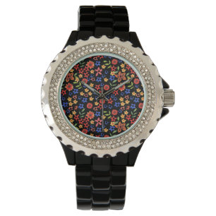 Chic Retro Floral Print Custom Handrist Watch Armbanduhr
