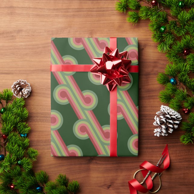 Chic Retro Funky Abstrakt Waves Art Muster Geschenkpapier (Feiertagsgeschenk)