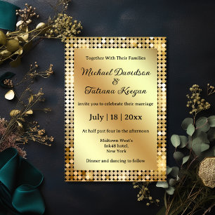 Chic Retro Gold Disco-Kugel Glam Hochzeit Einladung