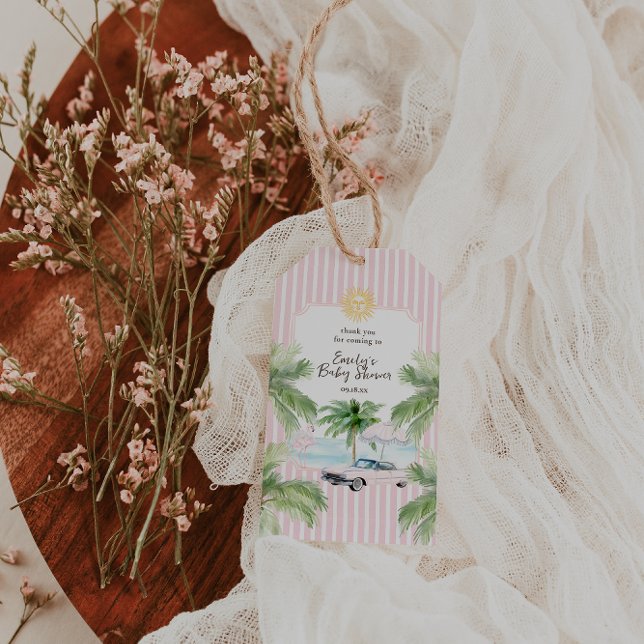 Chic Retro Palm Springs Baby Dusche Geschenkanhänger (Von Creator hochgeladen)