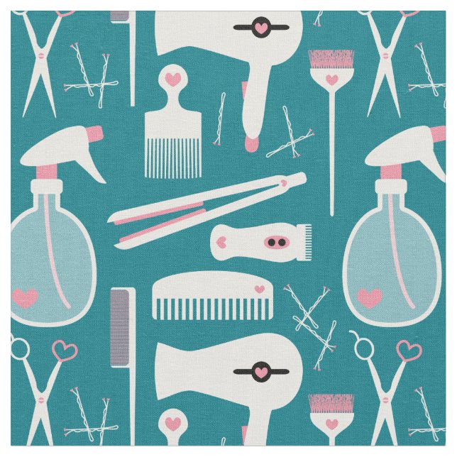 Chic Retro Pink Aquamarin Haar Salon Tools Stoff (Nahaufnahme)