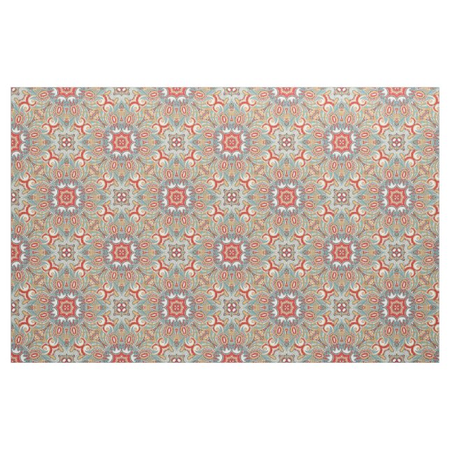Chic Retro Red Türkise Aquamarin Kaleidoskop Muste Stoff (Fat Quarter (45,7 x 55,9 cm))