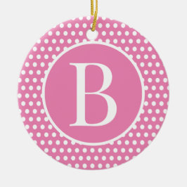 Chic Retro Rosa Anfangsbuchstabe Polka Dots Keramik Ornament