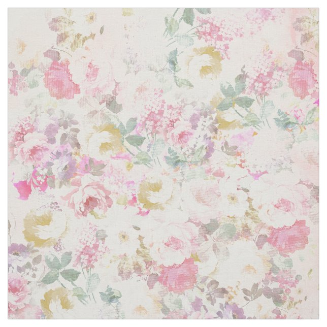 Chic Retro rosa weißes Aquarellmuster Stoff (Muster)