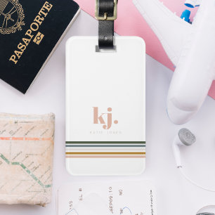 Chic Retro Streifen Monogramm Gepäckanhänger