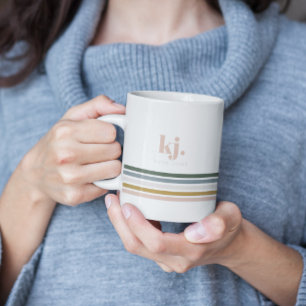 Chic Retro Streifen Monogramm Kaffeetasse