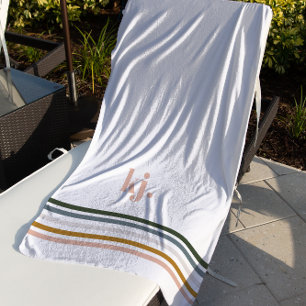 Chic Retro Streifen Monogramm Strandtuch