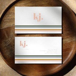 Chic Retro Streifen Monogramm Visitenkarte