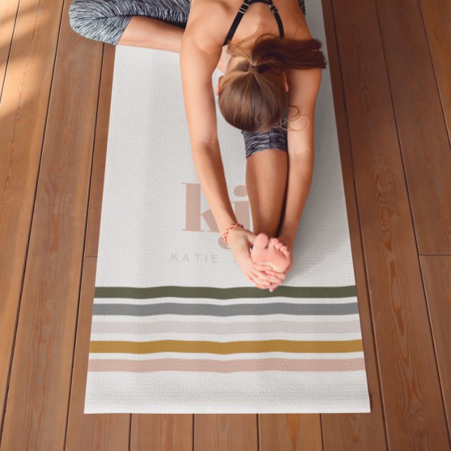 Chic Retro Streifen Monogramm Yogamatte (Von Creator hochgeladen)