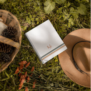 Chic Retro Stripes Monogram Notebook Journal Notizblock