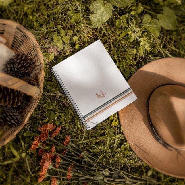 Chic Retro Stripes Monogram Notebook Journal Notizblock (Von Creator hochgeladen)