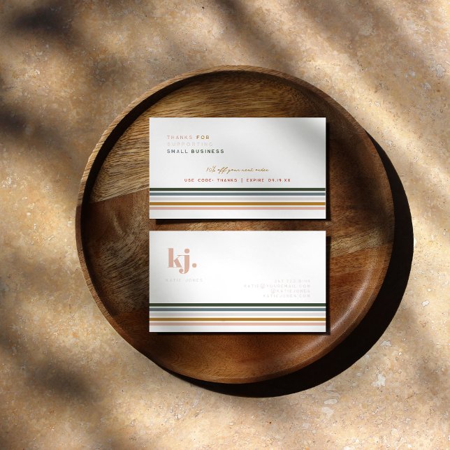 Chic Retro Stripes Monogram Vielen Dank Visitenkarte (Von Creator hochgeladen)