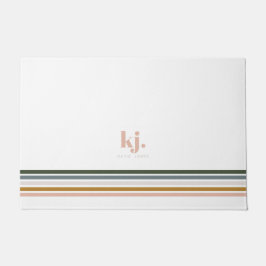 Chic Retro Stripes Monogramm Fußmatte