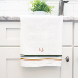 Chic Retro Stripes Monogramm Handtuch