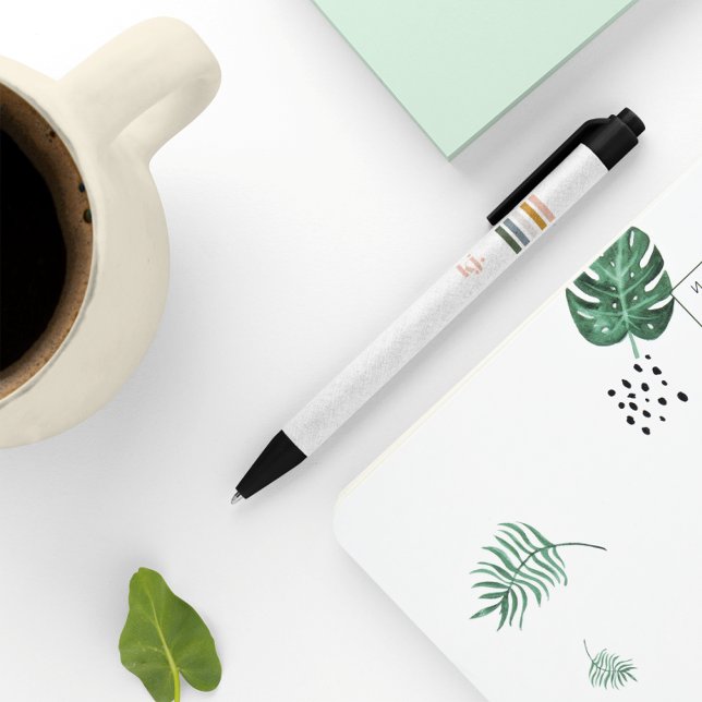 Chic Retro Stripes Monogramm Kugelschreiber (Von Creator hochgeladen)