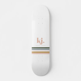 Chic Retro Stripes Monogramm Skateboard