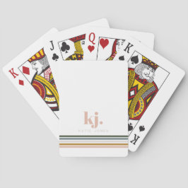 Chic Retro Stripes Monogramm Spielkarten