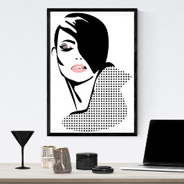 Chic Retrodots Fashion Girl Poster