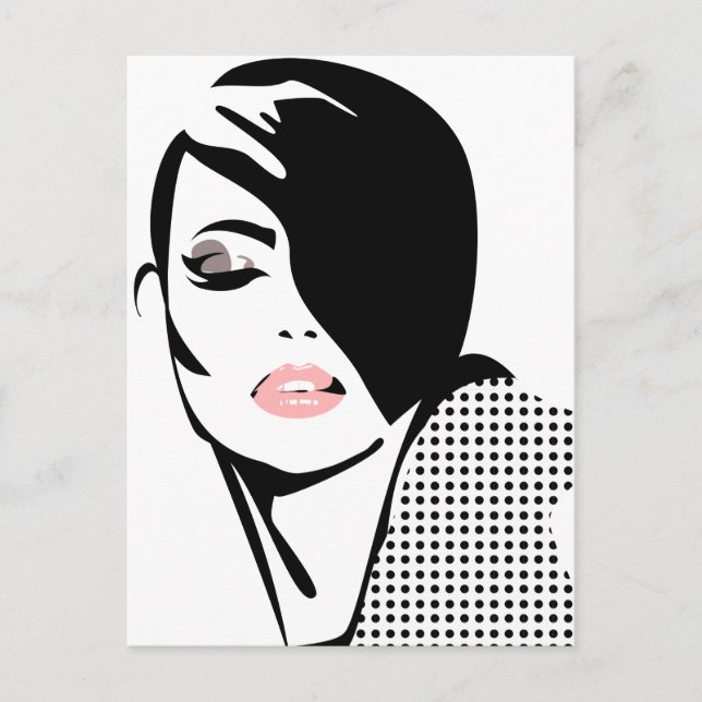 Chic Retrodots Fashion Girl Postkarte (Vorderseite)