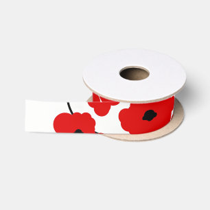CHIC RIBBON_MOD ROTE U. SCHWARZE MOHNBLUMEN SATINBAND
