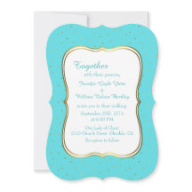 Chic Robins Egg Blue und Gold Hochzeit Einladung