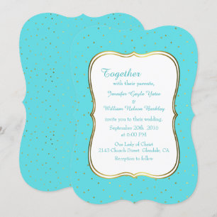 Chic Robins Egg Blue und Gold Hochzeit Einladung