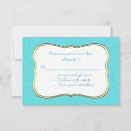 Chic Robins Egg Blue und Gold Wedding RSVP Cards