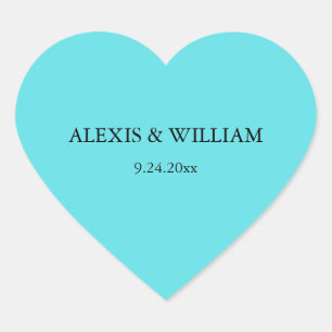 Chic Robins Egg Blue Wedding Herz-Aufkleber