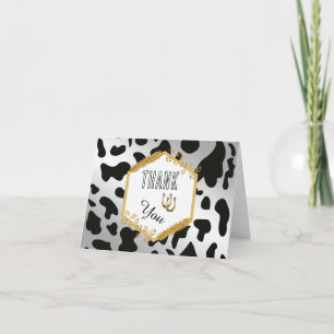 Chic Rodeo Geburtstags-Silber-Kuh-Druck Dankeskarte