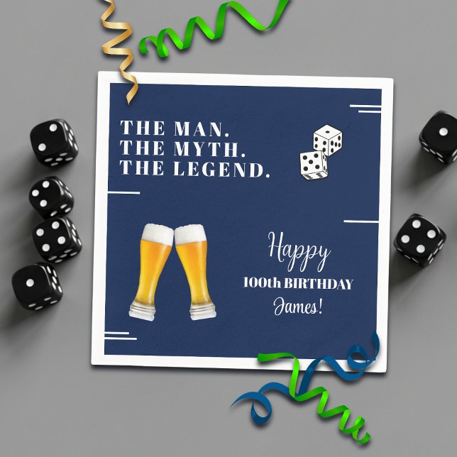 Chic Rolling Dices Pints 100th Birthday Serviette (Von Creator hochgeladen)