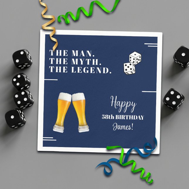 Chic Rolling Dices Pints 58th Birthday Serviette (Von Creator hochgeladen)