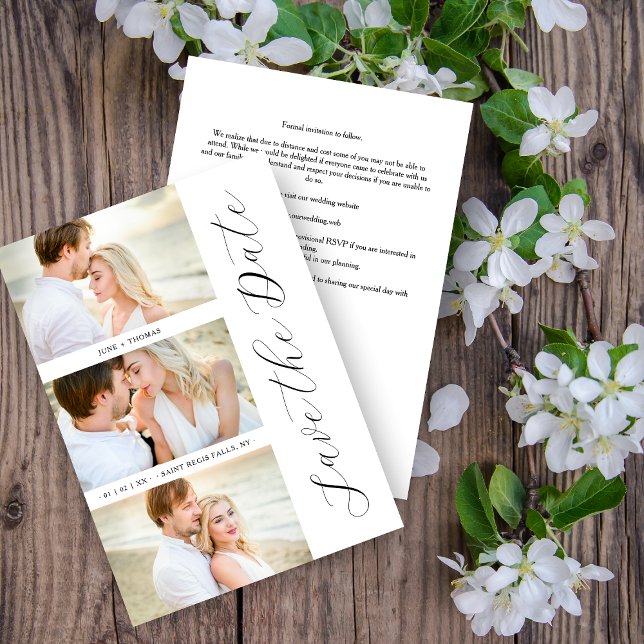 Chic Romantic 3 Fotos Hochzeit trendige Kalligrafi Save The Date (Von Creator hochgeladen)
