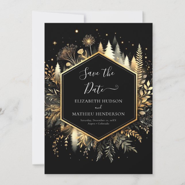 Chic Romantic bezaubernden Wald Hochzeit Save The Date (Vorderseite)