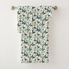 Chic Romantic Blue Butterflies Brautparty Badhandtuch Set