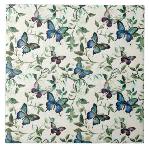 Chic Romantic Blue Butterflies Brautparty Fliese