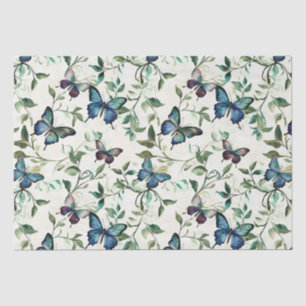 Chic Romantic Blue Butterflies Brautparty Seidenpapier