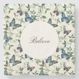 Chic Romantic Blue Butterflies Brautparty Steinuntersetzer