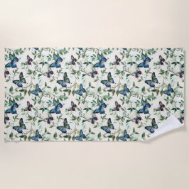 Chic Romantic Blue Butterflies Brautparty Strandtuch