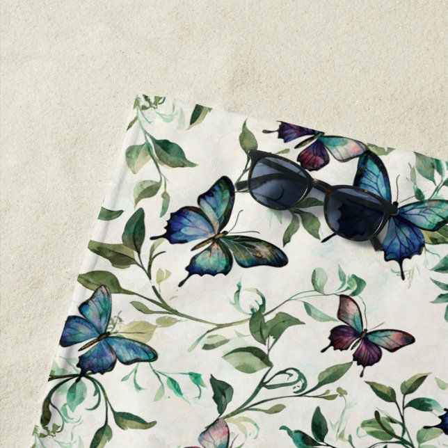 Chic Romantic Blue Butterflies Brautparty Strandtuch (Beispiel)
