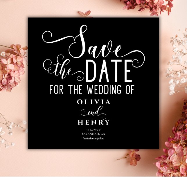 Chic Romantic Calligrphy Black Gothic Save The Date (Von Creator hochgeladen)