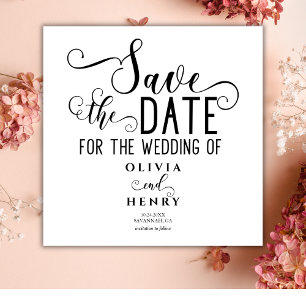 Chic Romantic Calligrphy Schwarz und Weiß Save The Date