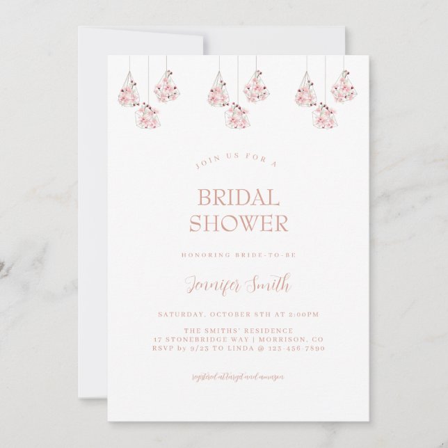 Chic Romantic Floral Brautparty Einladung (Vorderseite)