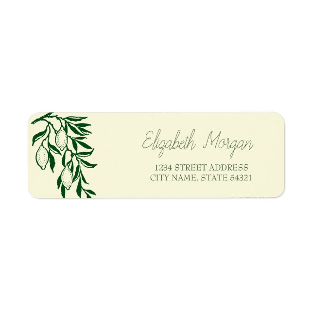 Chic Romantic Lemons Address Label (Vorne)