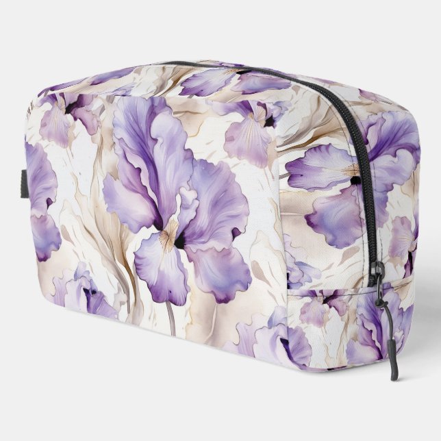 Chic Romantic Lila Iris Floral Waschbeutel (Rechte Ecke)