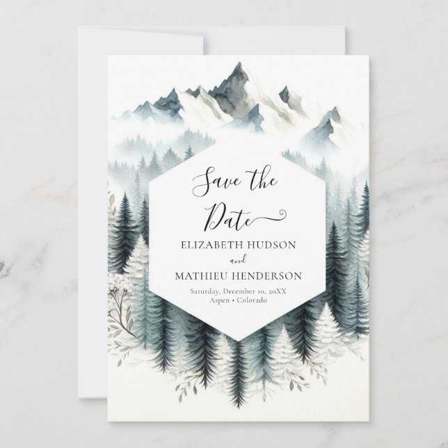 Chic Romantic Mountain Wedding Save The Date (Vorderseite)
