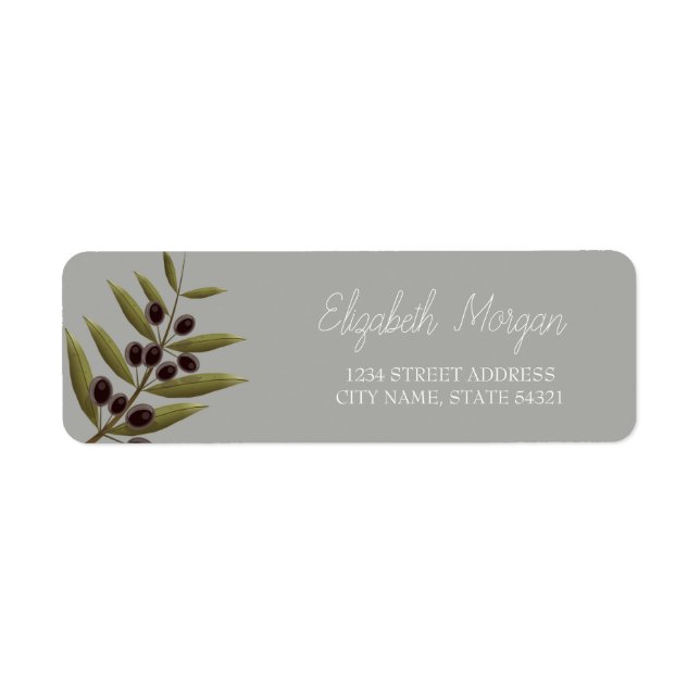 Chic Romantic Olive Branch Address Label (Vorne)