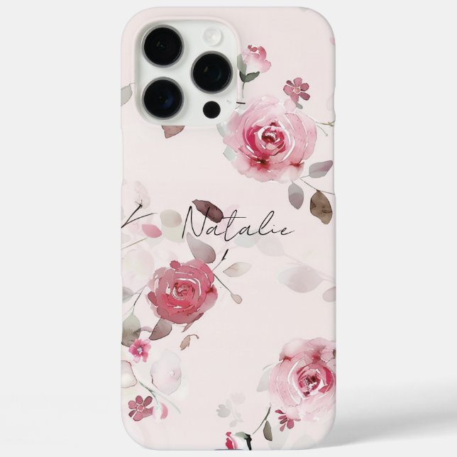 Chic Romantic Pink Floral Case-Mate iPhone Hülle (Rückseite)