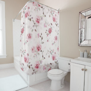 Chic Romantic Pink Floral Duschvorhang